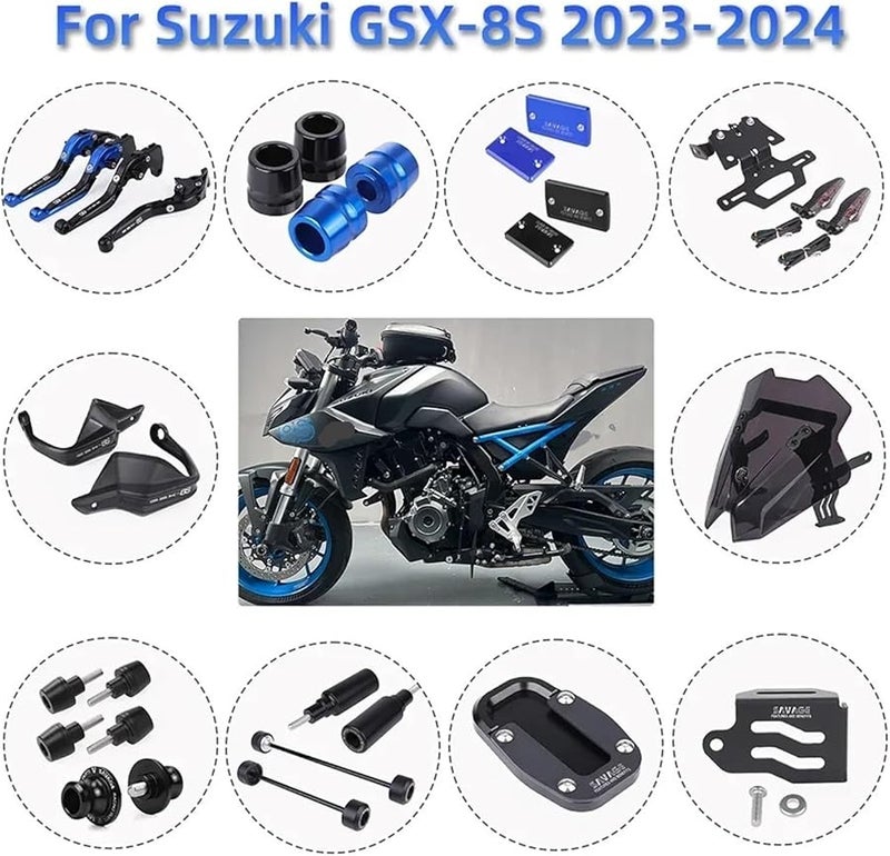 Motorcycle Crash Frame Sliders Wheel Stand License Plate Bracket Handguards For Suzuki GSX 8S 2023 2024 Black M8 Screw - Image 3