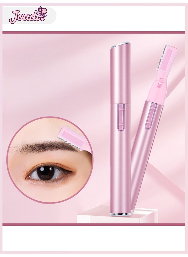 Electric Eyebrow Trimmer with Rounded Blade & Dual Comb - USB Rechargeable Waterproof Facial Grooming Kit for Precise Shaping (Gold Rose) - Image 1