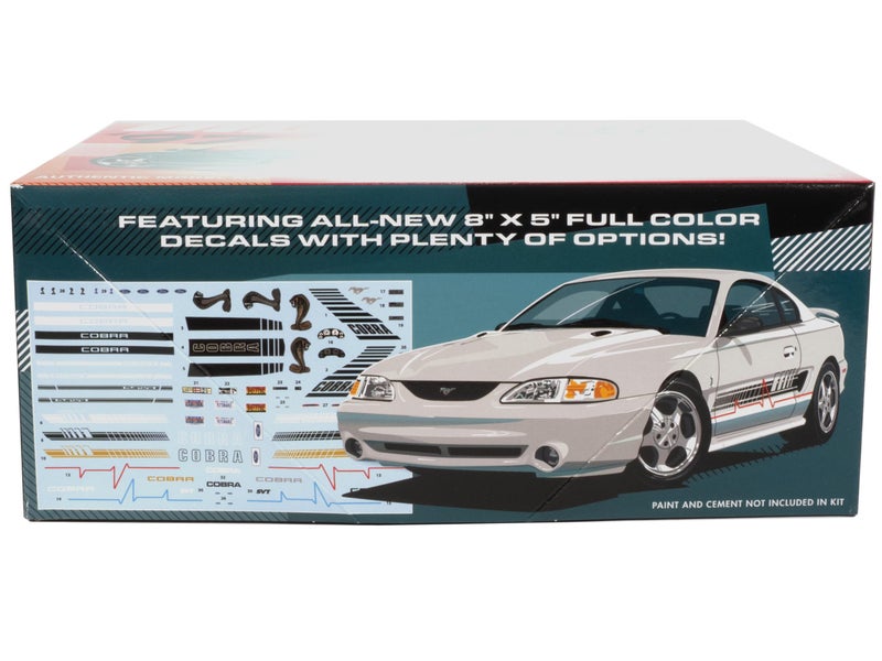 AMT 1997 Ford Mustang Cobra 1:25 Scale Model Kit â€“ Authentic V-8 Engine Detail, 90+ Parts, Functional Hood & Scoops, Rear Spoiler, Pad-Printed Goodyear Tires â€“ Skill Level 2 â€“ Paint & Glue Required - Image 3