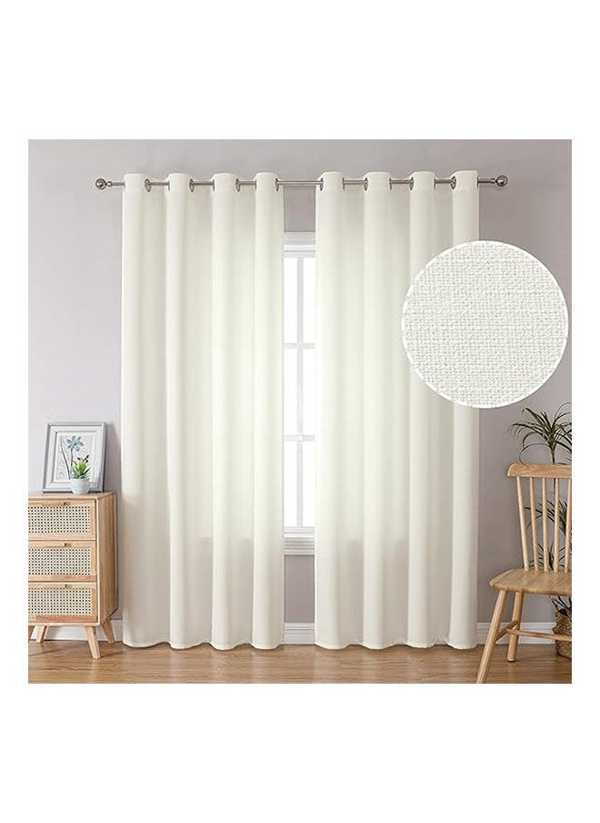 Intex Curtains House - Natural Linen Semi Transparent Curtain For Living Rooms And Bedroom With Steel Grommets 2 Pcs - Image 1