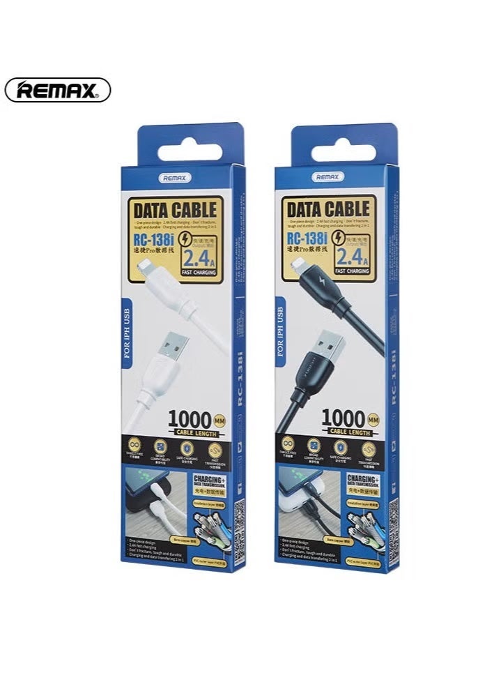 REMAX 1mA to USB Lightning Data Cable for Apple iPhone 11/11 Pro/11 Pro Max/Xs/XS Max/XR/X/8/8 Plus/7/7 Plus/6/6 Plus, etc. Black - Image 3