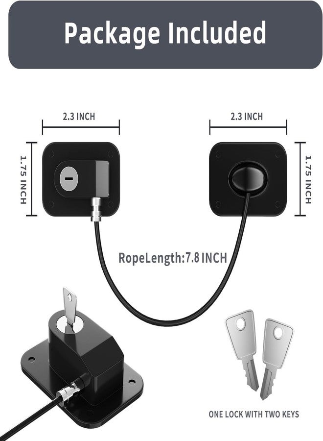 AISBUGUR Refrigerator Door Lock with Key Heavy Duty Security Cable Lock for Fridge Cabinet Drawer Child Proof Durable Easy Install with Adhesive Plates and 2 Keys Black - Image 2