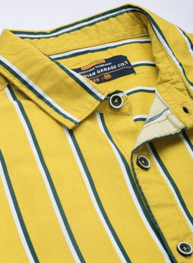 The Indian Garage Co Men Regular Fit Striped Full Sleeves Cutaway Collar Casual Shirt