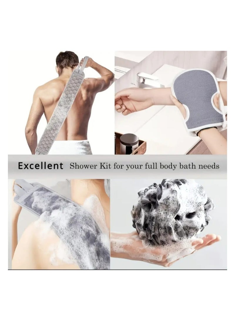 BOLREUS 3-Piece Bath Exfoliating Set for Women & Men – Loofah Sponge, Bath Glove & Back Scrubber Towel – Soft & Gentle, Formaldehyde-Free, Ideal for Home Bathroom Use - Image 4