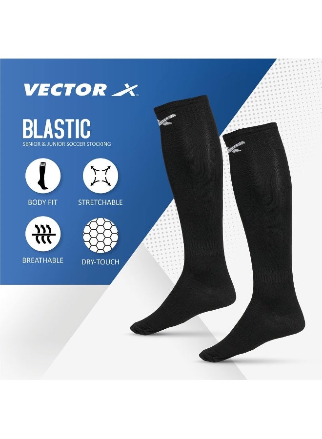 Vector X VRX7 Football Shin Guard with Socks Combo – Protective Gear for Youth & Adult Training & Matches, Medium Size, High Durability, Orange-Black - Image 3