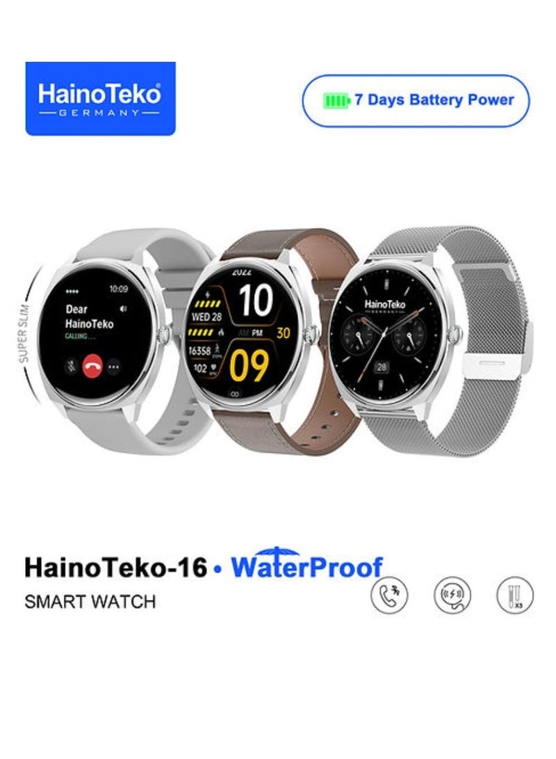 Haino Teko Haino-Teko16 Ultra-Slim Waterproof Smartwatch with Full AMOLED Display 3 Straps Wireless Charging and Up to 7 Days of Battery Life in Normal Use - Image 1