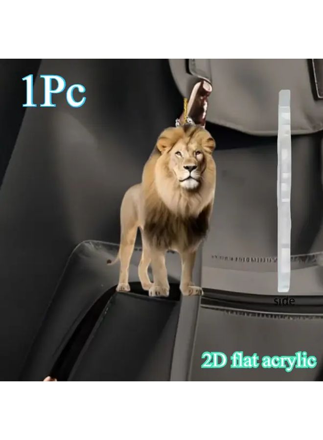 2D Flat Domineering Lion Car Pendant 1pc Multipurpose Interior Rearview Mirror Bag Keychain Accessory Office Home Decoration Perfect Gift For Relatives Friends Graduation Gift - Image 3