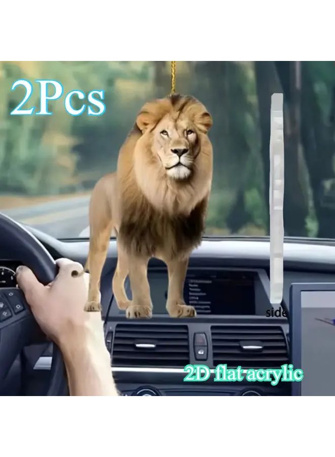 2D Flat Domineering Lion Car Pendant 1pc Multipurpose Interior Rearview Mirror Bag Keychain Accessory Office Home Decoration Perfect Gift For Relatives Friends Graduation Gift - Image 4
