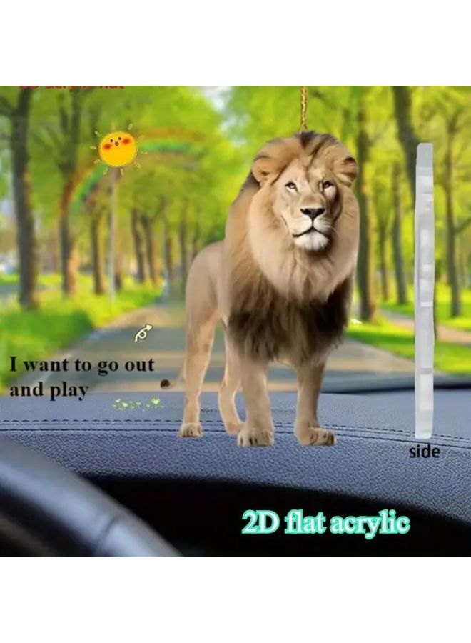 2D Flat Domineering Lion Car Pendant 1pc Multipurpose Interior Rearview Mirror Bag Keychain Accessory Office Home Decoration Perfect Gift For Relatives Friends Graduation Gift - Image 5