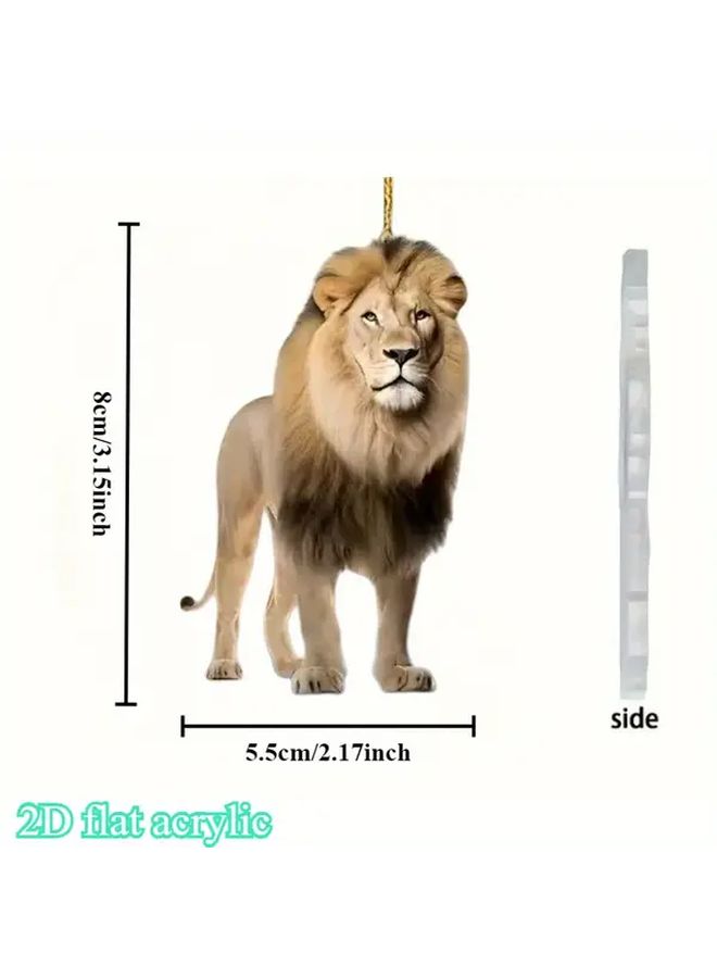 2D Flat Domineering Lion Car Pendant 1pc Multipurpose Interior Rearview Mirror Bag Keychain Accessory Office Home Decoration Perfect Gift For Relatives Friends Graduation Gift - Image 2