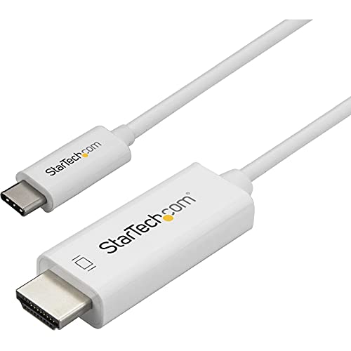 StarTech.com USB C to HDMI Cable - 4K 60Hz USB Type C to HDMI 2.0 Video Adapter Cable - Thunderbolt 3 Compatible - Laptop to HDMI Monitor/Display - DP 1.2 Alt Mode HBR2 - White (CDP2HD1MWNL),3.3 feet - Image 1