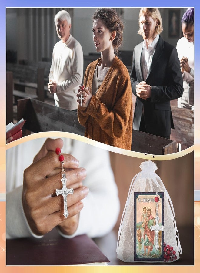 Sayglossy 30 Pack Catholic Religious Gifts Set Catholic Prayer Card Saints Prayer Bead Necklace Rosary Beads Necklace First Communion Baptism Gifts, Bead, wood, paper - Image 2