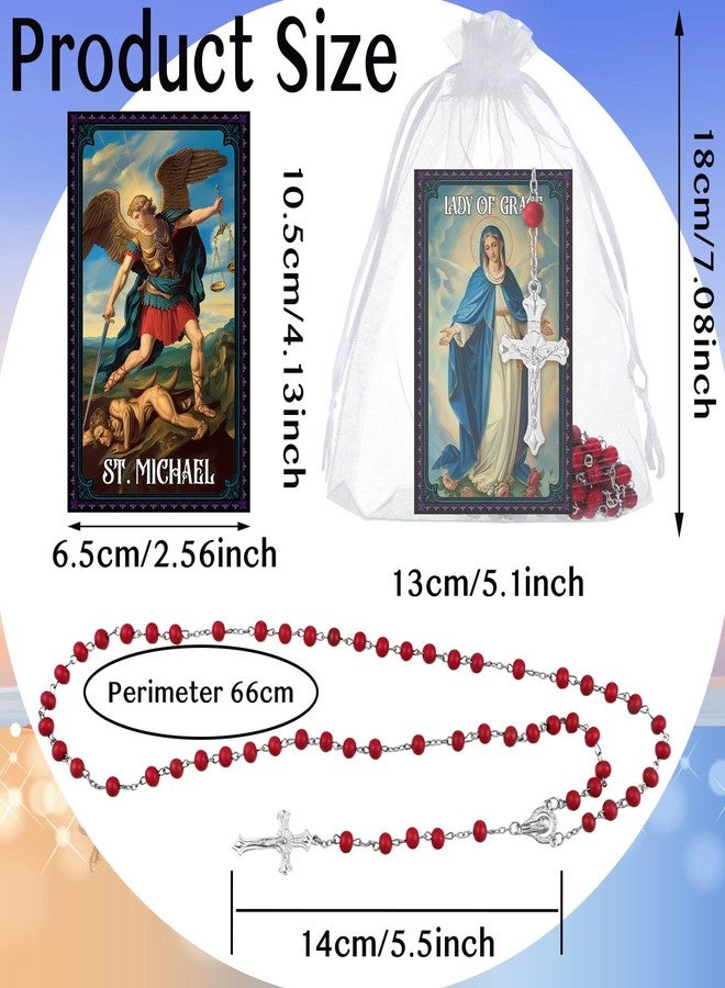 Sayglossy 30 Pack Catholic Religious Gifts Set Catholic Prayer Card Saints Prayer Bead Necklace Rosary Beads Necklace First Communion Baptism Gifts, Bead, wood, paper - Image 3