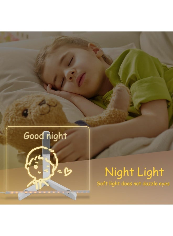 لوحة ملاحظات LED ملونة، لوحة رسائل أكريليك مضيئة، لوحة أكريليك مضيئة قابلة للمسح الجاف مع ضوء، لوحة LED قابلة للكتابة، لوحة كتابة LED، لوحة رسم LED (كبيرة/11.8 × 7.9 بوصة) - Image 5