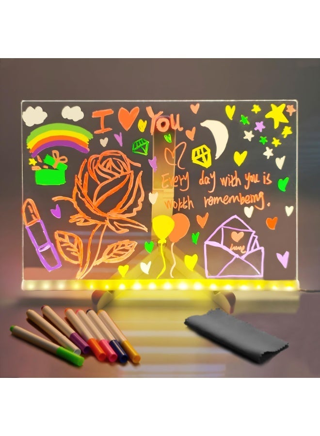 Colorful LED Note Board, Luminous Acrylic Message Board, Luminous Acrylic Dry Erase Board with Light, Writable LED Board, LED Writing Board, LED Drawing Board (Large/11.8 * 7.9 Inch) - Image 3