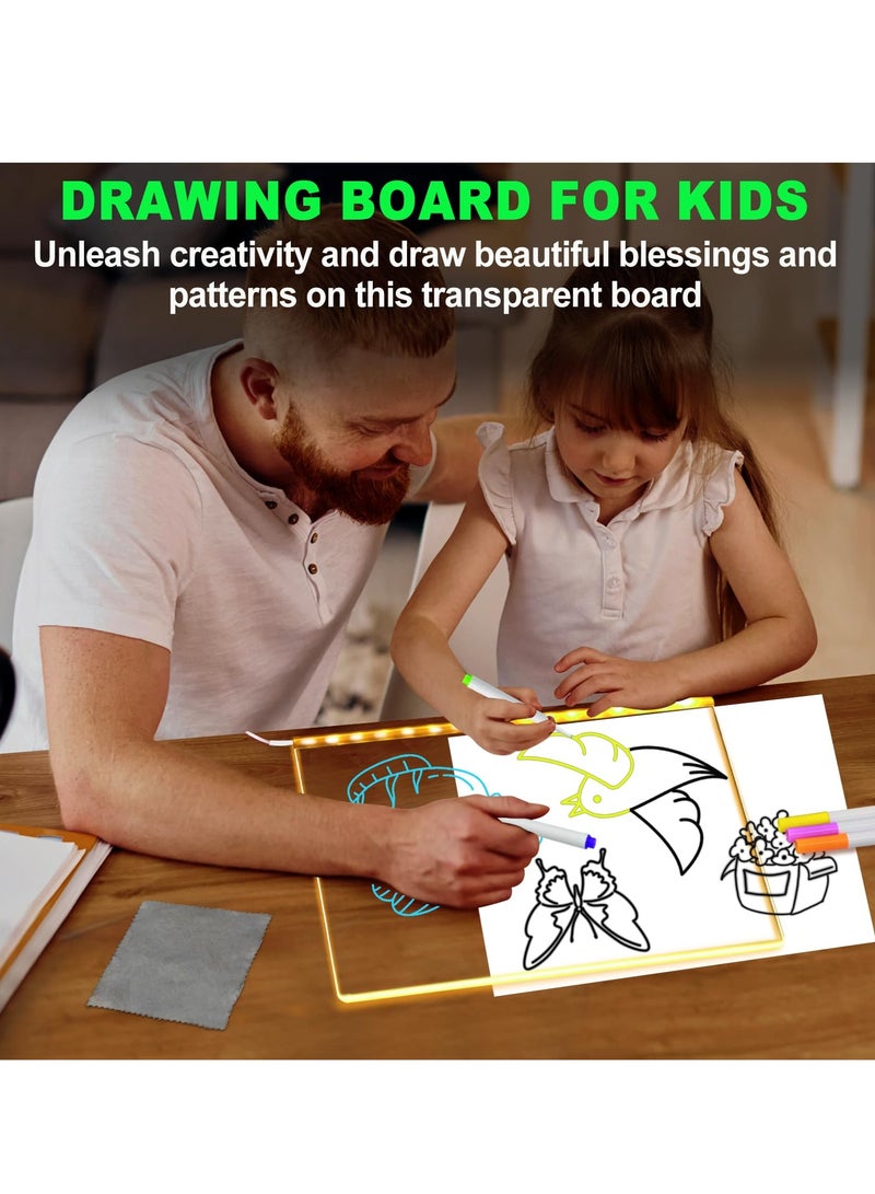 Colorful LED Note Board, Luminous Acrylic Message Board, Luminous Acrylic Dry Erase Board with Light, Writable LED Board, LED Writing Board, LED Drawing Board (Large/11.8 * 7.9 Inch) - Image 3