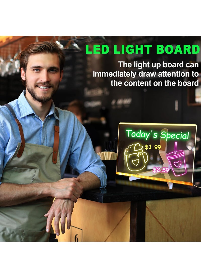 Colorful LED Note Board, Luminous Acrylic Message Board, Luminous Acrylic Dry Erase Board with Light, Writable LED Board, LED Writing Board, LED Drawing Board (Large/11.8 * 7.9 Inch) - Image 4