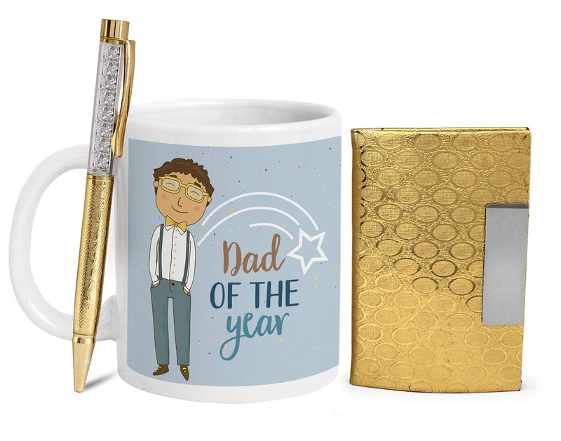TIED RIBBONS TIED RIBBONS Fathers Day Gift for Dad Father in Law Papa Printed Ceramic Coffee Mug with Card Holder and Pen  - Image 1