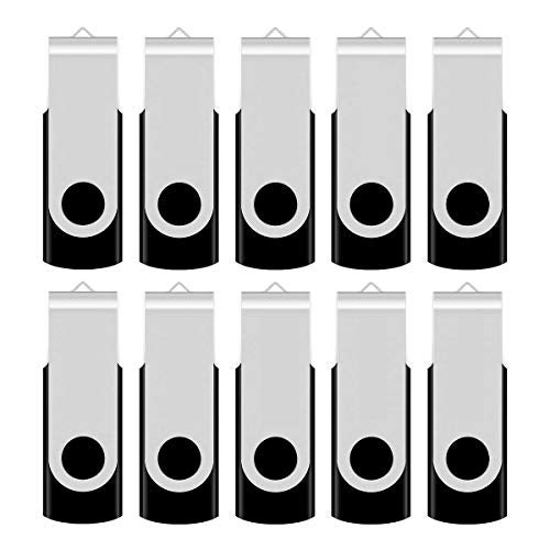 Aiibe 4GB Flash Drive Bulk 4GB USB Flash Drive Thumb Drives 10 Pack USB 2.0 Memory Stick Jump Drive Zip Drives Swivel Keychain Design (Black) - Image 1