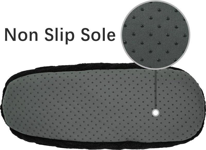 BenSorts Winter Thick Slipper Socks for Men Holiday Gift Warm Cozy Soft Fleece House Socks Slipper Non Skid with Grippers Black Size 7 8 9 9.5 - Image 5