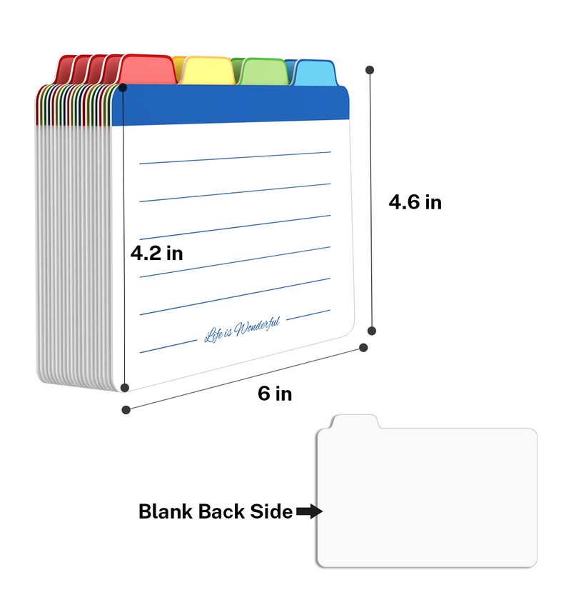 Neando Index Cards Guide Dividers 4x6 inches, The Blank Index Cards Guide, 1/4 Cut Tabbed Note Cards, File and Recipe Guides, 400gsm Paper, Assorted Colors, 20 Counts - Image 3