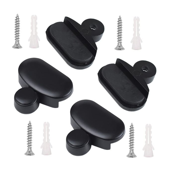 4PIECE ZINC ALLOY WALLMOUNTED MIRROR CLIPS OVAL BLACK FOR 35MM THICK GLASS
