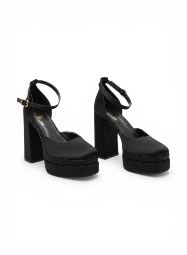 لايف ستيلاش  أحذية كعب عالي ساتان H-14 - أسود - Image 3