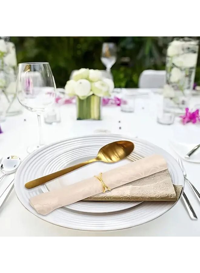 خواتم مناديل ذهبية 9 قطع، تصميم حلقة مزدوجة بسيط، مقاومة للبقع للمطاعم - Image 5