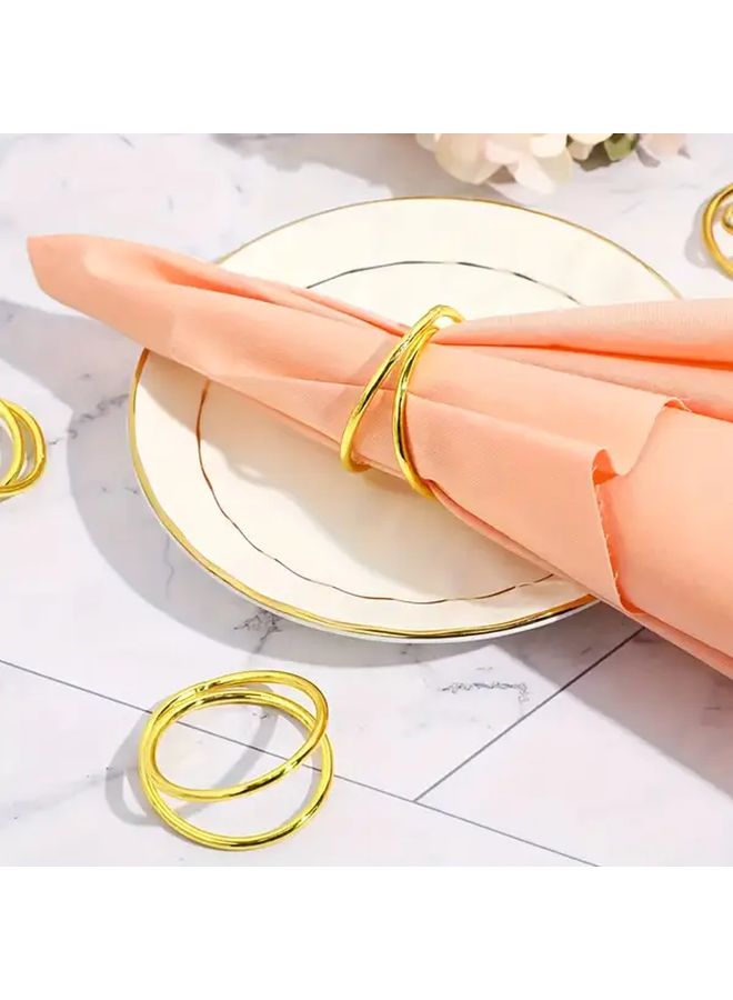 خواتم مناديل ذهبية 9 قطع، تصميم حلقة مزدوجة بسيط، مقاومة للبقع للمطاعم - Image 2