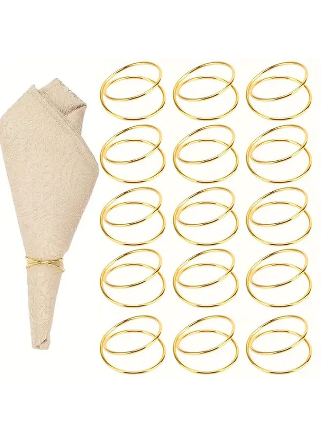 خواتم مناديل ذهبية 9 قطع، تصميم حلقة مزدوجة بسيط، مقاومة للبقع للمطاعم - Image 4
