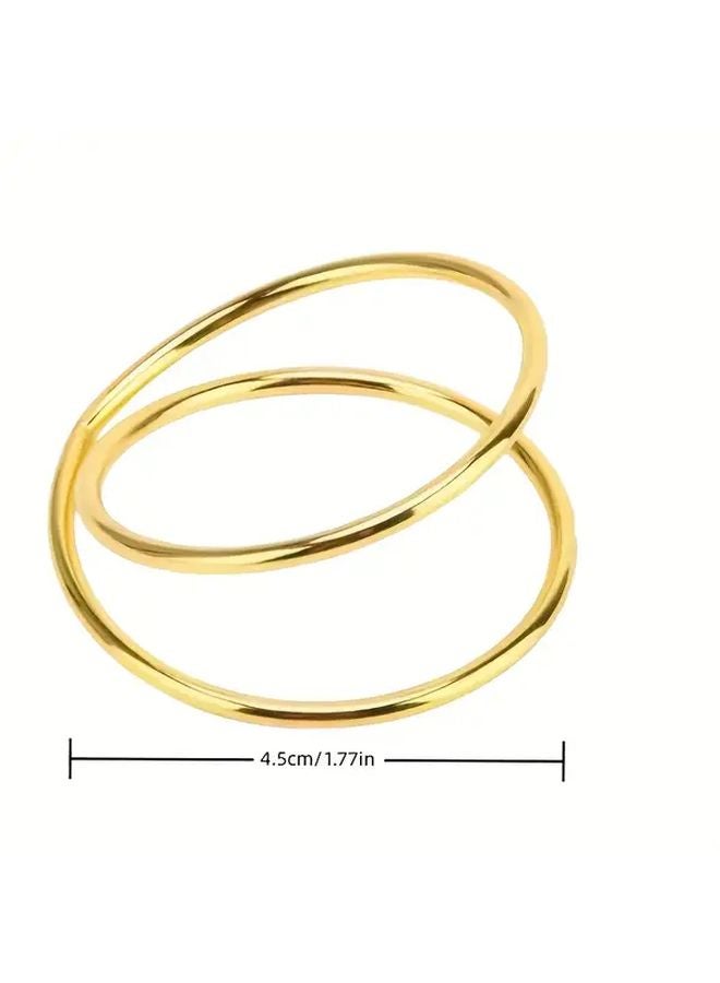 خواتم مناديل ذهبية 9 قطع، تصميم حلقة مزدوجة بسيط، مقاومة للبقع للمطاعم - Image 3