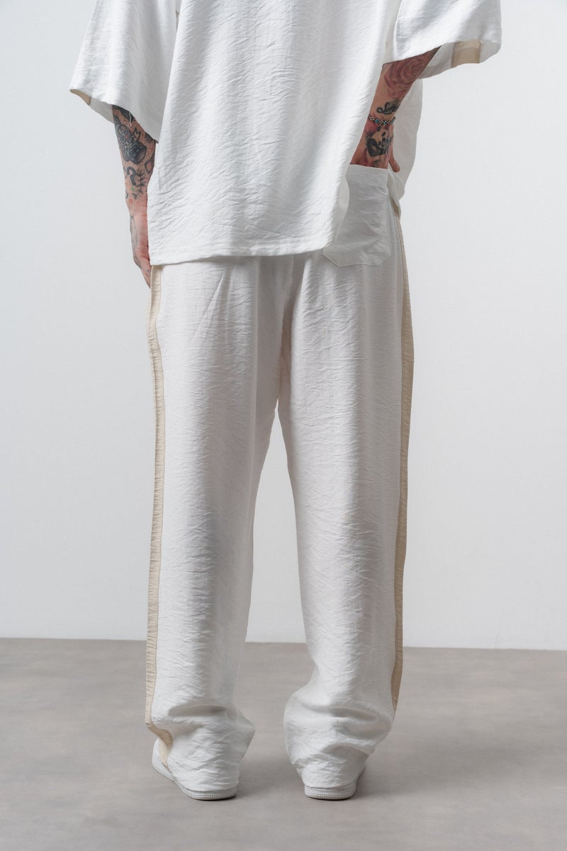 RESPIRE Men's Respire District Embroidered Baggy Pants, Ecru - Image 4
