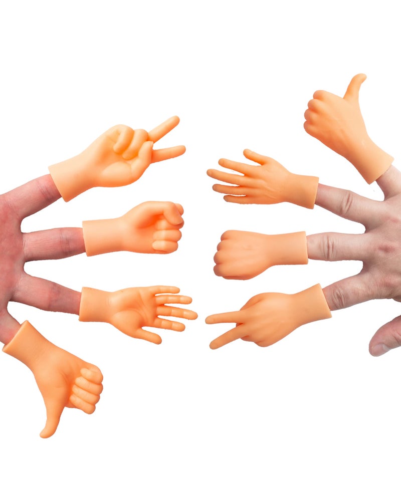AQKILO Tiny Hands Rock Paper Scissors Finger Puppets 8 Pieces Mini Left and Right Hand Set Mixed Styles for Party Favors TikTok Toys and Gag Gifts - Image 2