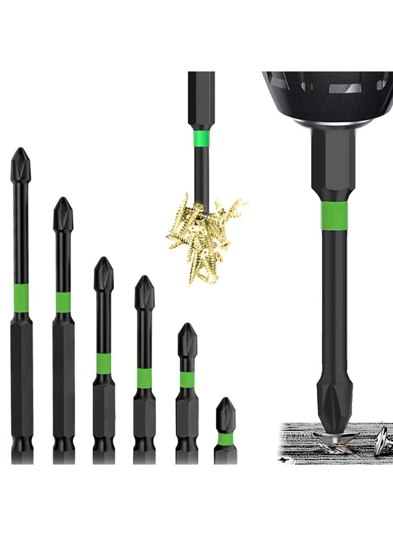 SYOSI Magnetic Screwdriver Bit Set, 6Pcs Magnetic Screwdriver Driver Bits Set, Phillips Bits S2 Impact Magnetic, Non-Slip Steel Phillips Cross Slot Screwdriver Bit Set For Power Screwdriver Impact Drill - Image 1