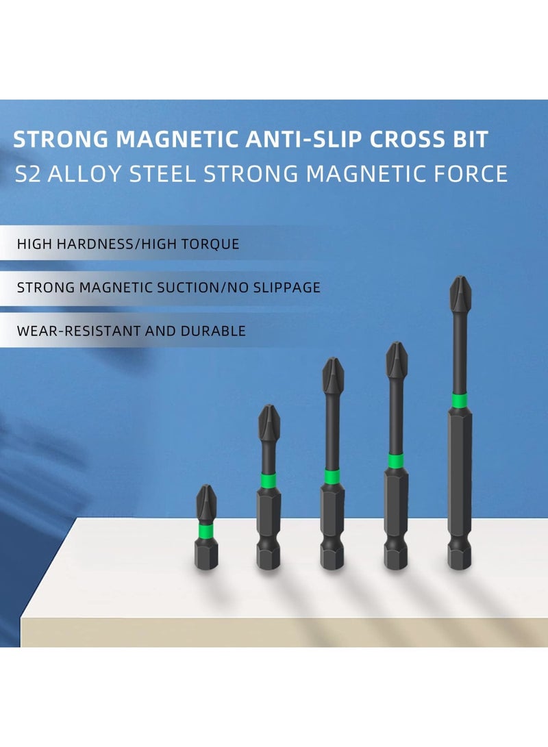 SYOSI Magnetic Screwdriver Bit Set, 6Pcs Magnetic Screwdriver Driver Bits Set, Phillips Bits S2 Impact Magnetic, Non-Slip Steel Phillips Cross Slot Screwdriver Bit Set For Power Screwdriver Impact Drill - Image 4