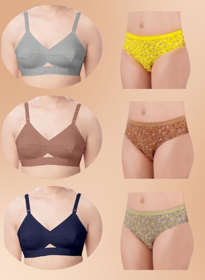 BRIDA Brida Women's Cotton Bra(Kavya Xtrasoft) & High-Waisted Panties Set(Petals)- (Colours & Print May Vary)  - Image 1