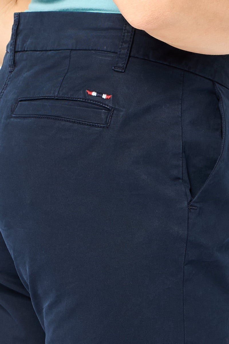 Napapijri Women Slim Fit Solid Chino Pants, Navy - Image 3