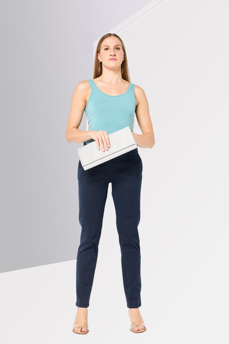 Napapijri Women Slim Fit Solid Chino Pants, Navy - Image 2