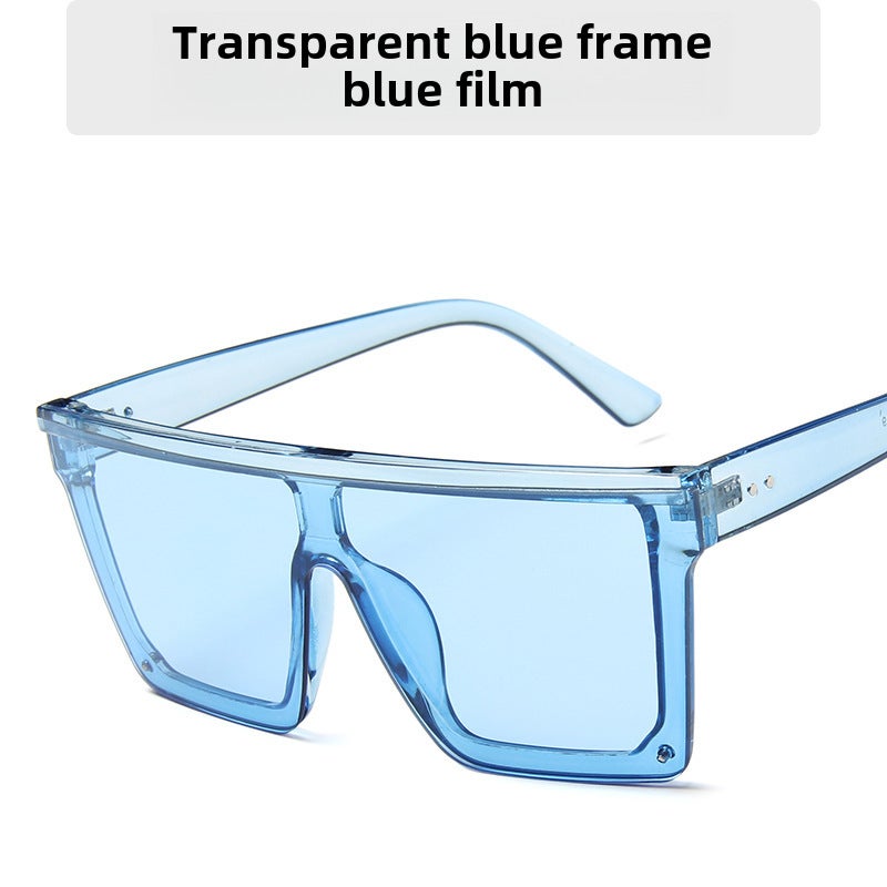 Generic Stylish Oversized Unisex Sunglasses Transparent Blue Frame Blue Film