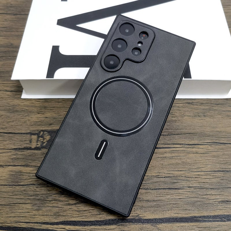 Magnetic Faux Leather Phone Case, Shockproof Anti-Fingerprint Soft Cover with Airbag Corners, Compatible with Samsung Galaxy S25 Ultra S26 Plus S24 S23 - Image 5