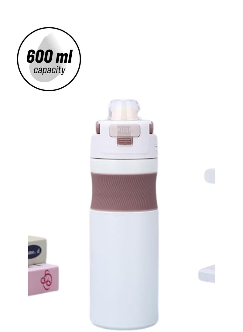 Twisoo Hydra Thermo Stainless Steel Water Bottle – Vacuum Insulated, Leak Proof (600ml, White) - Image 1