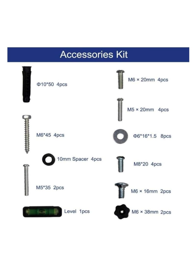 Vontech 39" to 65" LCD-VT 692 HC PRO movable screen holder adjustable 20° up & down wall-mounted tv stand expandable to fit 39" to 65" LCD & LED screens VESA 200x200/300x200/400x400 mm metal 120° swivel black. - Image 4