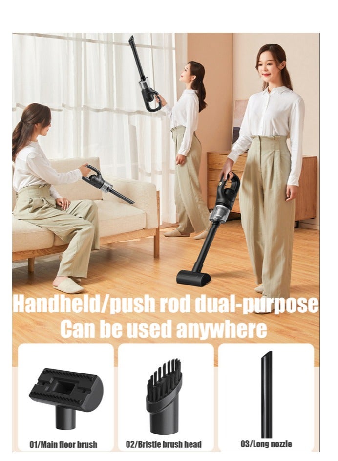 مكنسة كهربائية لاسلكية لاسلكية قوية عالية الشفط - مكنسة كهربائية محمولة باليد - قابلة لإعادة الشحن، تصميم إعصاري للاستخدام المنزلي، قابلة للشحن عبر USB مع فوهات متعددة، رائعة لتنظيف السيارة والمنزل - Image 3