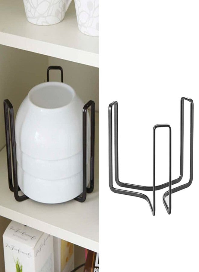 MINGFANITY Dinnerware Bowl Plate Holder Fit for 6.5 Inches Diameters Bowl, Metal Bowl Storage Dying Display Rack for Kitchen Drawer, Countertop, Cabinet, Shelf, Cupboard (Black, Small 2PCS) - Image 1