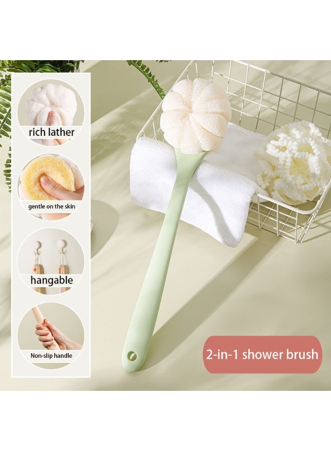 HOMESTAR Double-Sided Exfoliating Bath Ball Brush | Long Handle Back Shower Brush With Bristles And Mesh Loofah | Dry Brushing Body Scrubber And 2-In-1 Bath Tool | Deep Cleansing Bath Brush/Massage Brush For Men And Women To Clean Back And Hard-To-Reach Areas | Body Wash Brush for Back, Legs, and Shoulders | Dry And Wet Use, Green | 40*7cm - Image 2