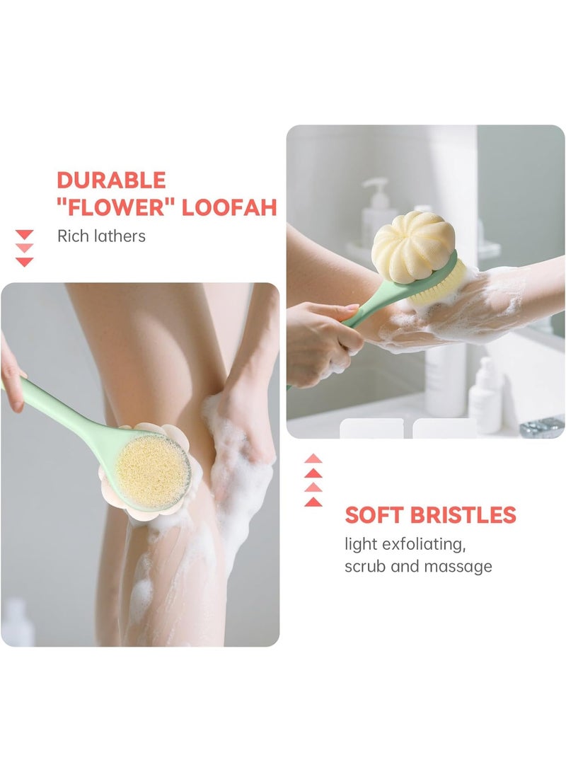 HOMESTAR Double-Sided Exfoliating Bath Ball Brush | Long Handle Back Shower Brush With Bristles And Mesh Loofah | Dry Brushing Body Scrubber And 2-In-1 Bath Tool | Deep Cleansing Bath Brush/Massage Brush For Men And Women To Clean Back And Hard-To-Reach Areas | Body Wash Brush for Back, Legs, and Shoulders | Dry And Wet Use, Green | 40*7cm - Image 4