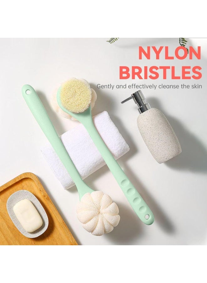 HOMESTAR Double-Sided Exfoliating Bath Ball Brush | Long Handle Back Shower Brush With Bristles And Mesh Loofah | Dry Brushing Body Scrubber And 2-In-1 Bath Tool | Deep Cleansing Bath Brush/Massage Brush For Men And Women To Clean Back And Hard-To-Reach Areas | Body Wash Brush for Back, Legs, and Shoulders | Dry And Wet Use, Green | 40*7cm - Image 5