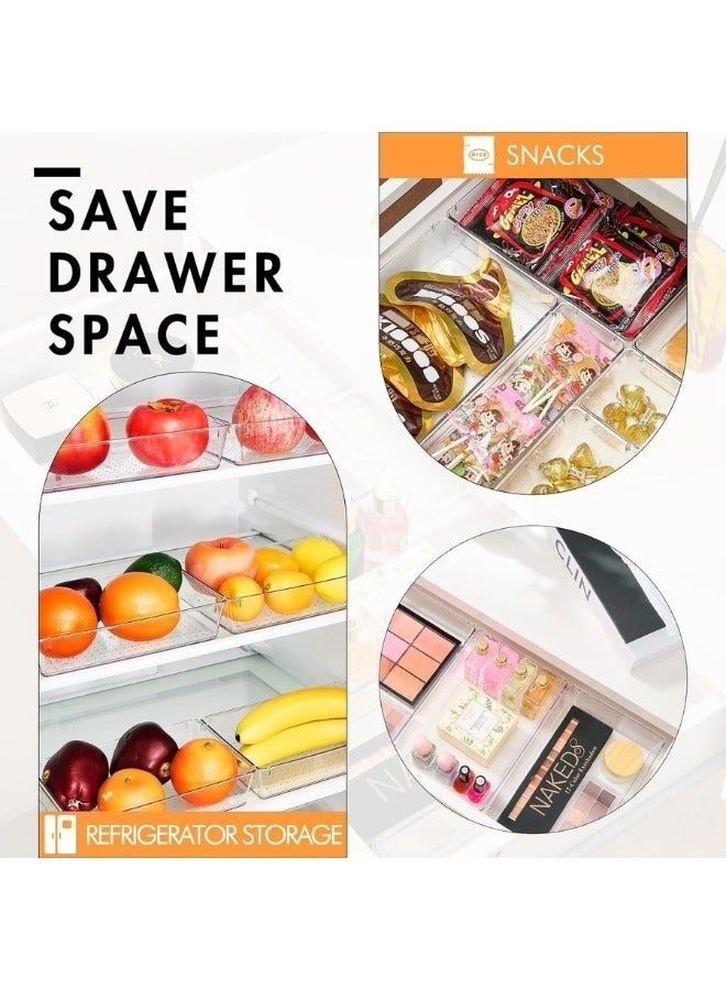 Vtopmart 4Piece Desktop Drawer Organizer Set, Clear Plastic Storage Boxes, Bathroom Drawer Dividers, Vanity Tray Organizer for Bedroom, Dresser, Kitchen Tools, Office Supplies - Image 5