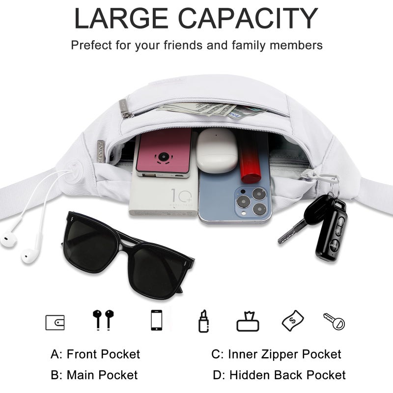 MAXTOP Large Crossbody Fanny Pack with 4-Zipper Pockets,Gifts for Enjoy Sports Festival Workout Traveling Running Casual Hands-Free Wallets Waist Pack Phone Bag Fits All Phones - Image 3