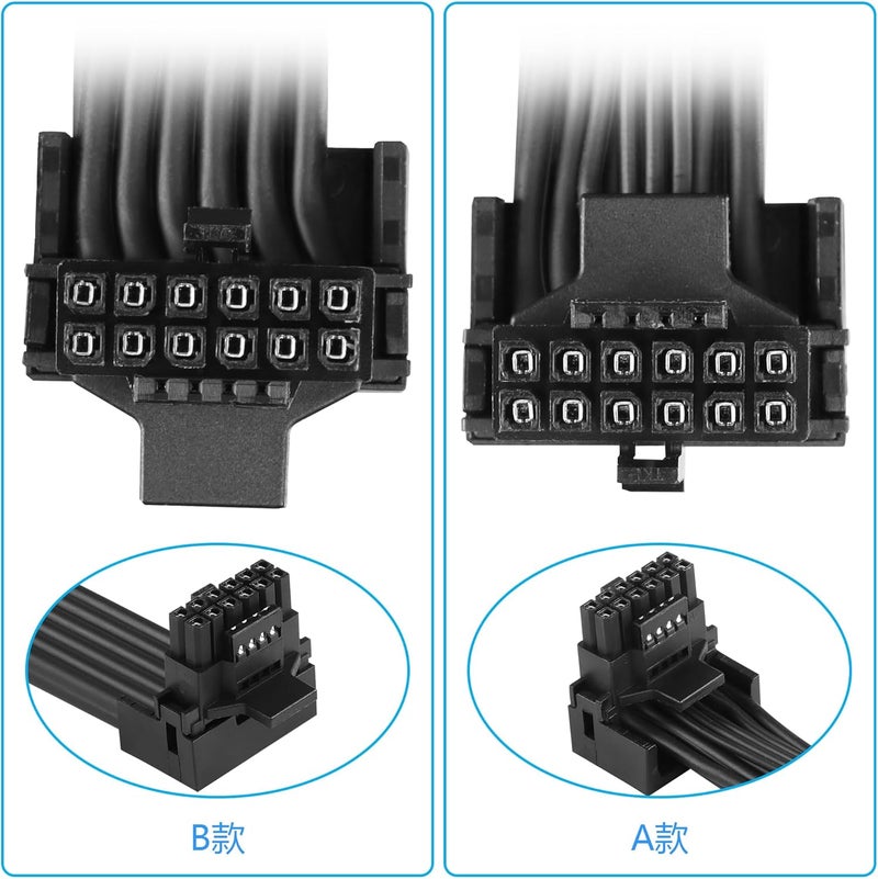 CERRXIAN CERRXIAN 1FT ATX30 12VHPWR 90 Degree Angle Extension CablePCIe 50 12VHPWR ATX30 600W 16 Pin Male to Up Angled Female Power Cablefor Graphic Card GPU 124pin RTX 3090Ti 4070Ti 4080 4090 A1FT  - Image 3